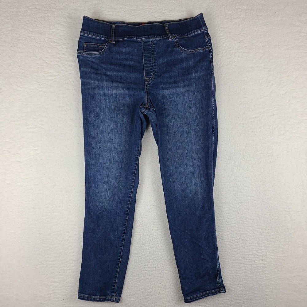 SPANX Pull On Jeans Womens 1X Blue Skinny Jegging‎ Dark Wash Denim